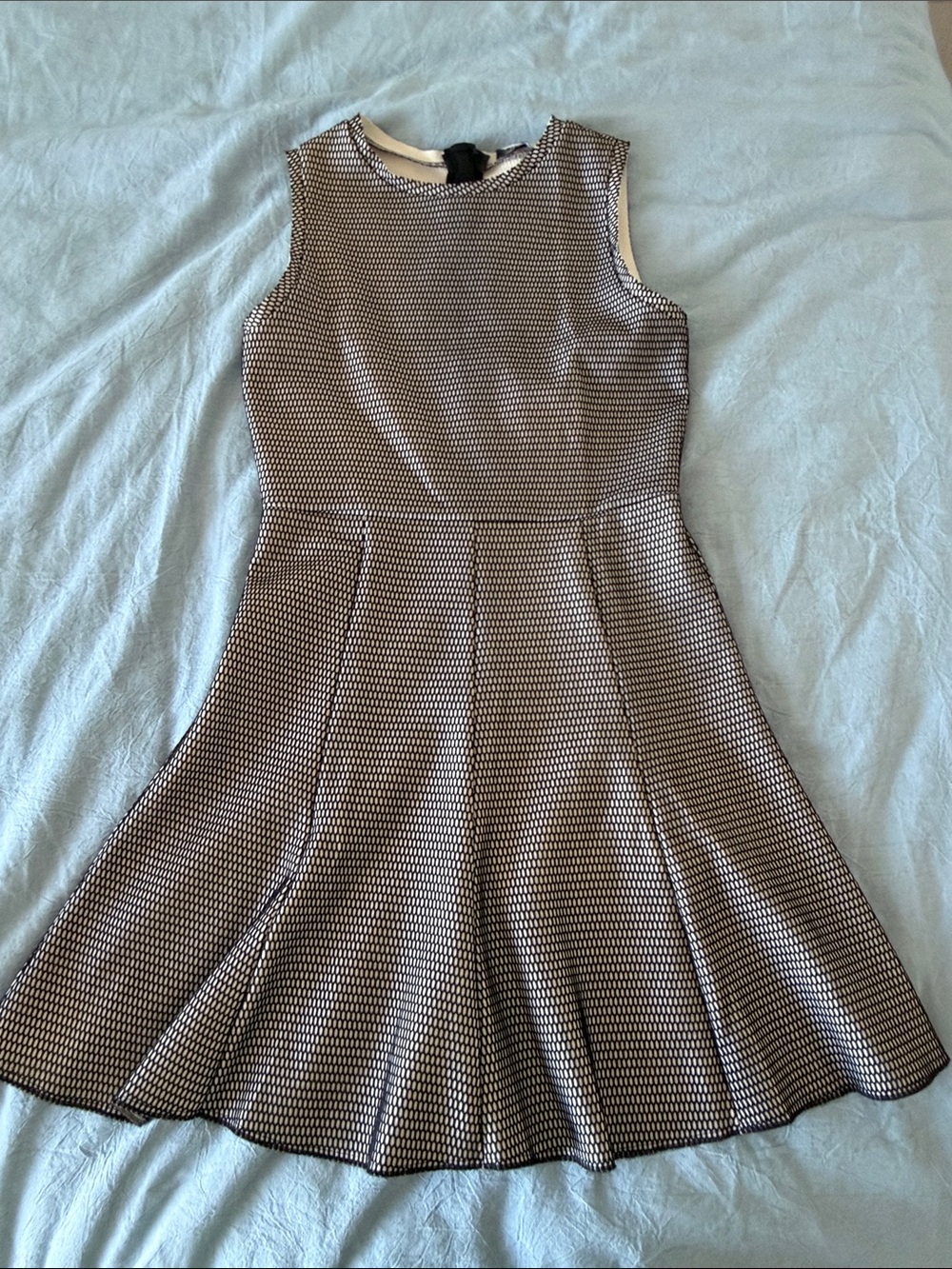 Zara Black and White Sleeveless Textured Mini Dress
